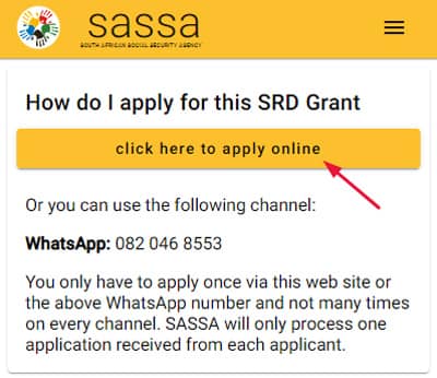 SASSA Application Online Using the SRD Website - Step 2