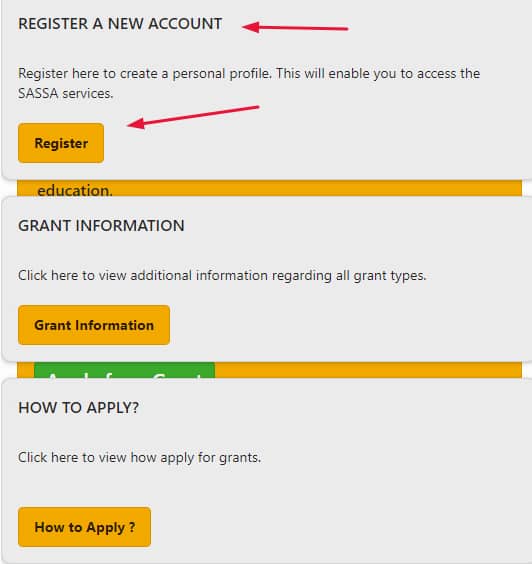 register sassa account